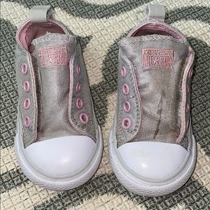 Converse All Star Silver Sneakers Size 5 toddler